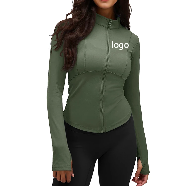 Womens Breathable Eco-Friendly Long Sleeve Workout Yoga Jackets Zip Up UPF 50+ Lightweight Slim Athletic Running Hiking Gym