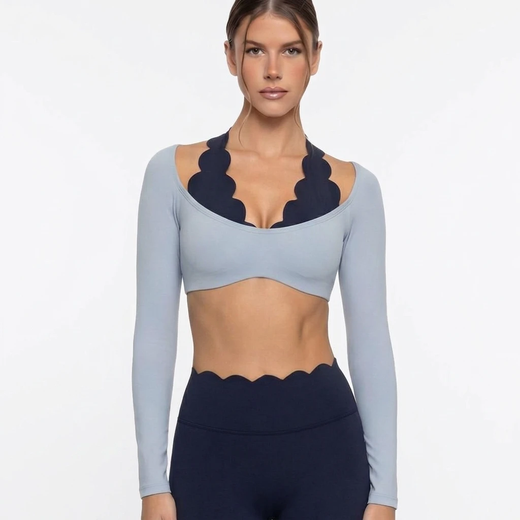 Sweat-Wicking Spandex/Nylon Yoga Outfit Double-sided Brushed Versatile Top for Women Pilates Fitness