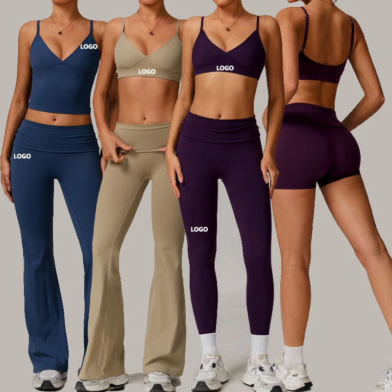 5pcs Eco-Friendly Breathable Yoga Set Low Impact Ropa Deportiva Mujer Gym Fitness Wear Running Customized LOGO Sportswear