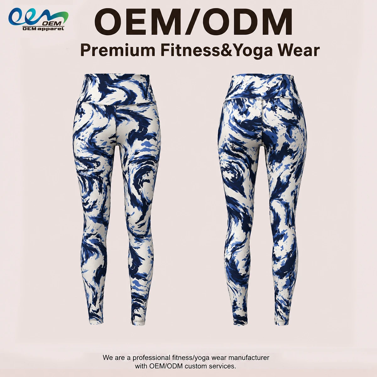 OEM ODM Sportswear Manufacturer Custom Blue Marble All Over Print Fitness Apparel Women's Workout Yoga Leggings for Gym Pilates