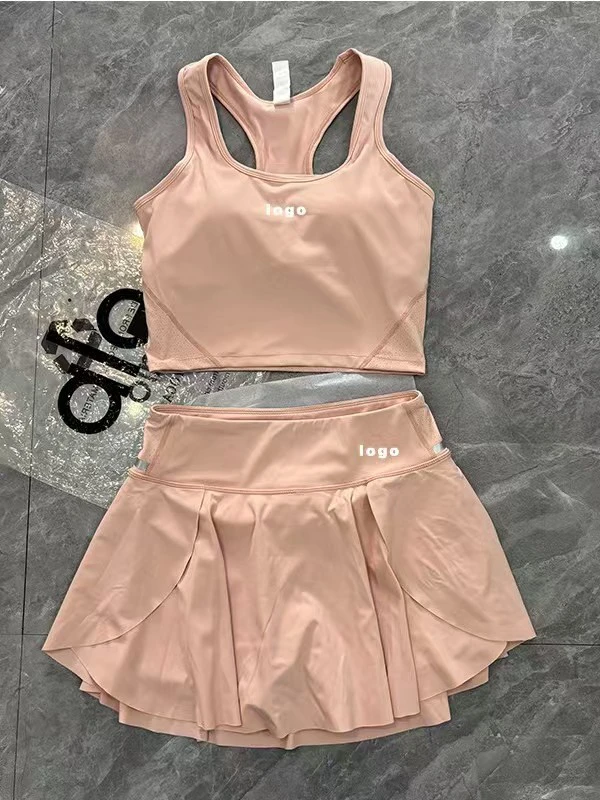 Quick-drying Sports Vest Yoga Outfit Set - Two-piece Set of Casual and Fashionable Women's Short Skirt Sports Outfit