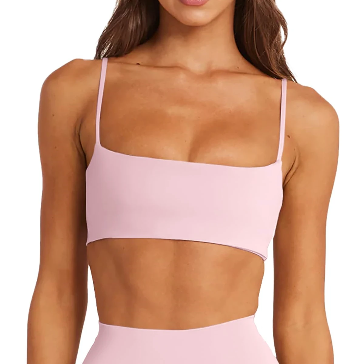 Custom Lightweight High Stretch Adjustable Straps Leisure Square Neck Low Cut Workout Fitness Yoga Top Women Sports Bra