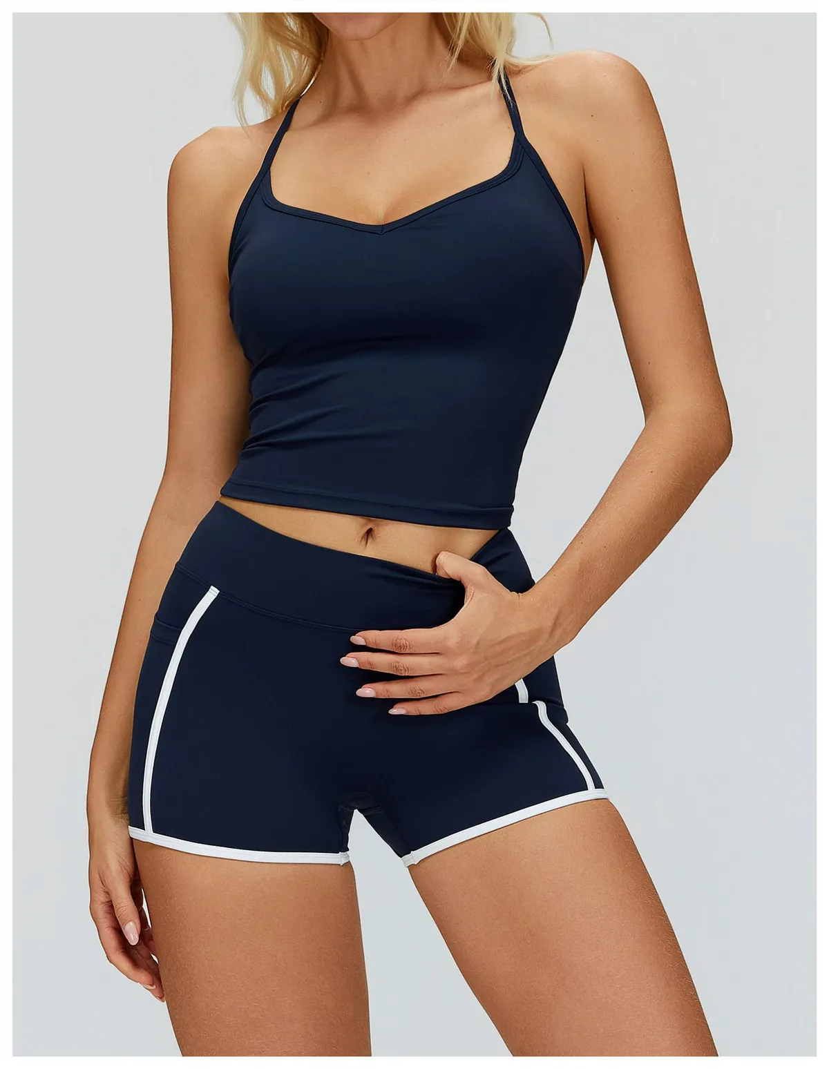 Eco-Friendly Yoga Tank Top Halter Sports Bra Four-Way Stretch Breathable Quick Dry High Support Removable Pads for Outdoor