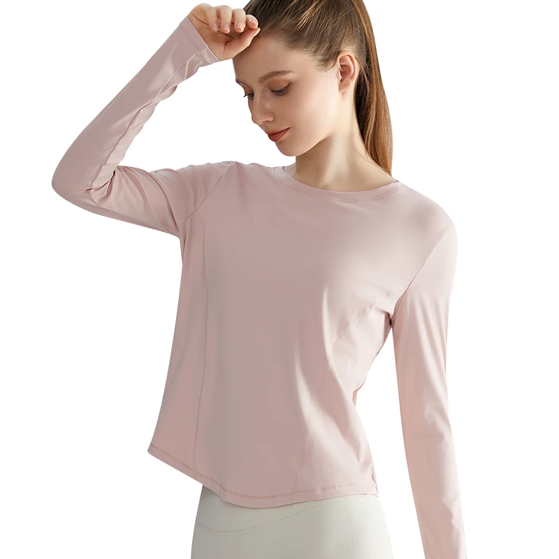 FH Yoga Top High Stretch Yoga Clothes Long Sleeved Women's Loose Fit Quick Drying Fitness Breathe Gym Outerwear Cover