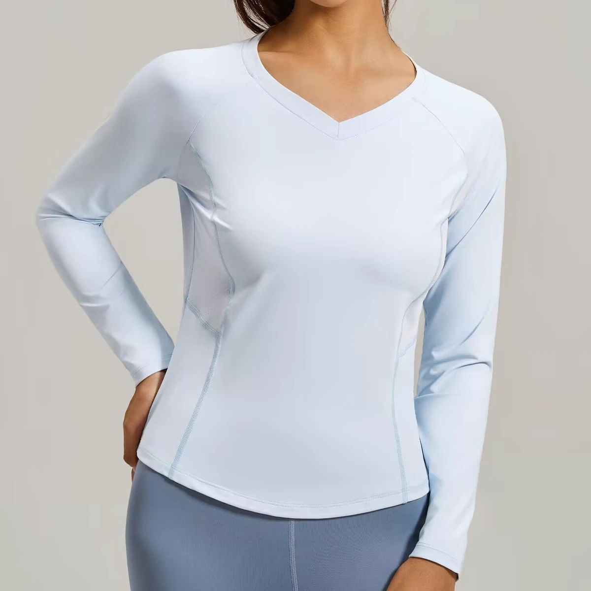 New Slim Yoga Top Women's Fitness Long Sleeve High Elastic Spandex/Polyester T-shirt Mesh Breathable Running Sports Clothes