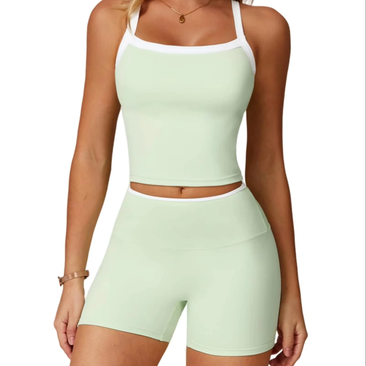 Gym Wear Clothes Two Piece Athletic Workout Sets For Women Matching High Waist Booty Lifting Shorts Gym Yoga Active Wear Outfits