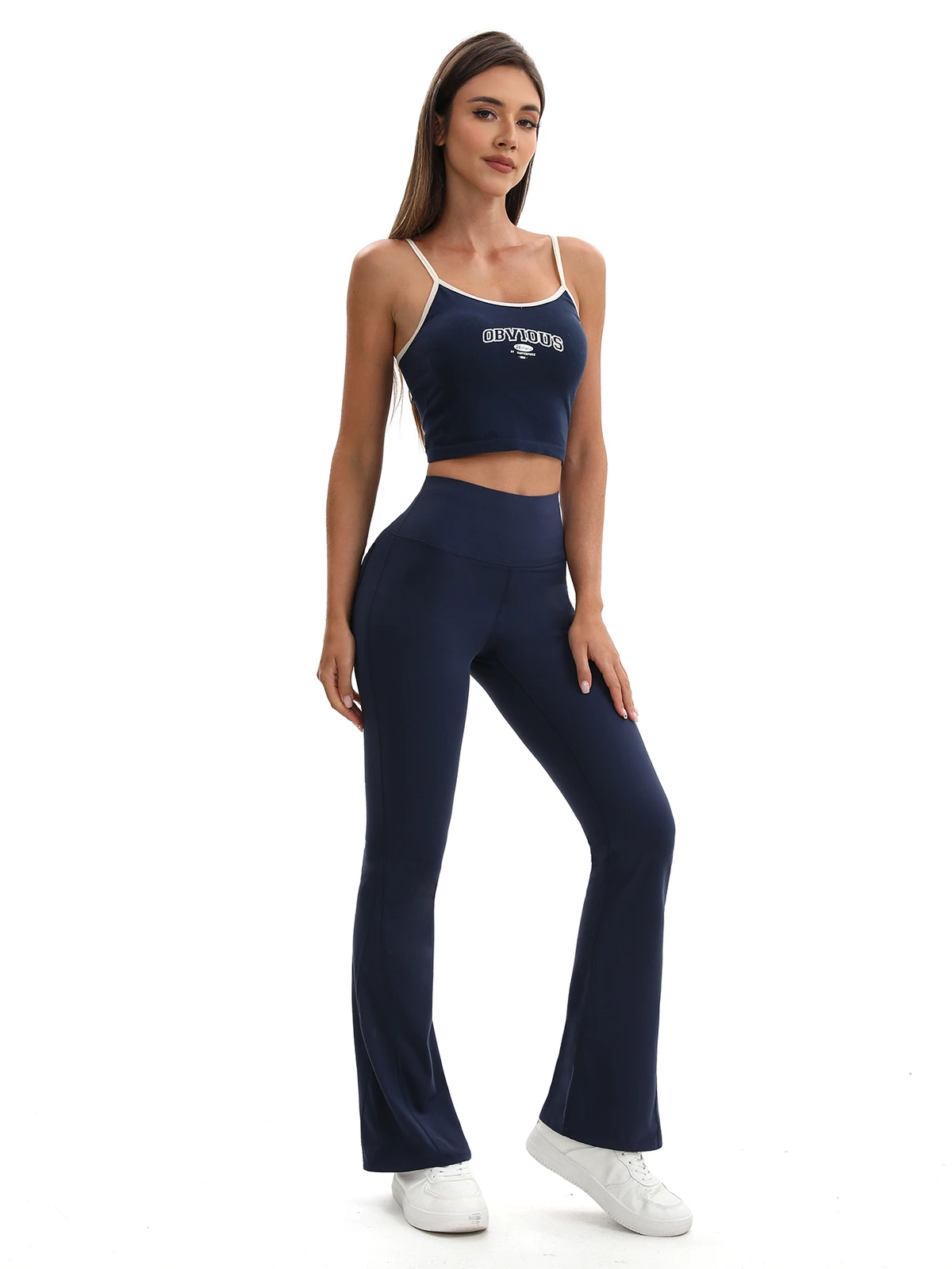 (Overseas Warehouse Shipping) 2026 New Arrival Solid Color Flared High Elastic Waist Yoga Pants Commute Fitness Dance Four-Way