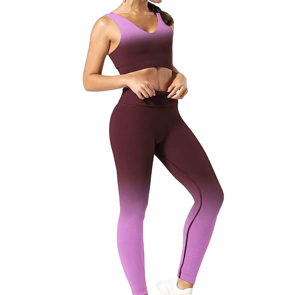 Hot Sale Women's New Style Yoga Set Best Selling Breathable Nylon Spandex Material Solid Pattern Adults Women Yoga Set Clothing