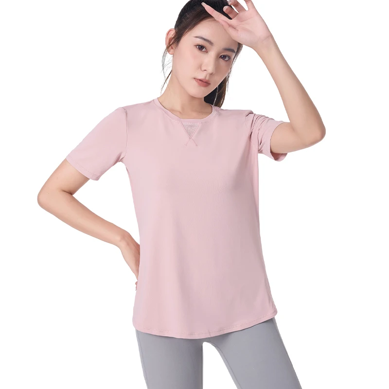 Wholesale Spliced Mesh Women's Top UPF50+ Sun Protection Quick Dry Training T-shirt Short Sleeve Sport Yoga Fitness Top