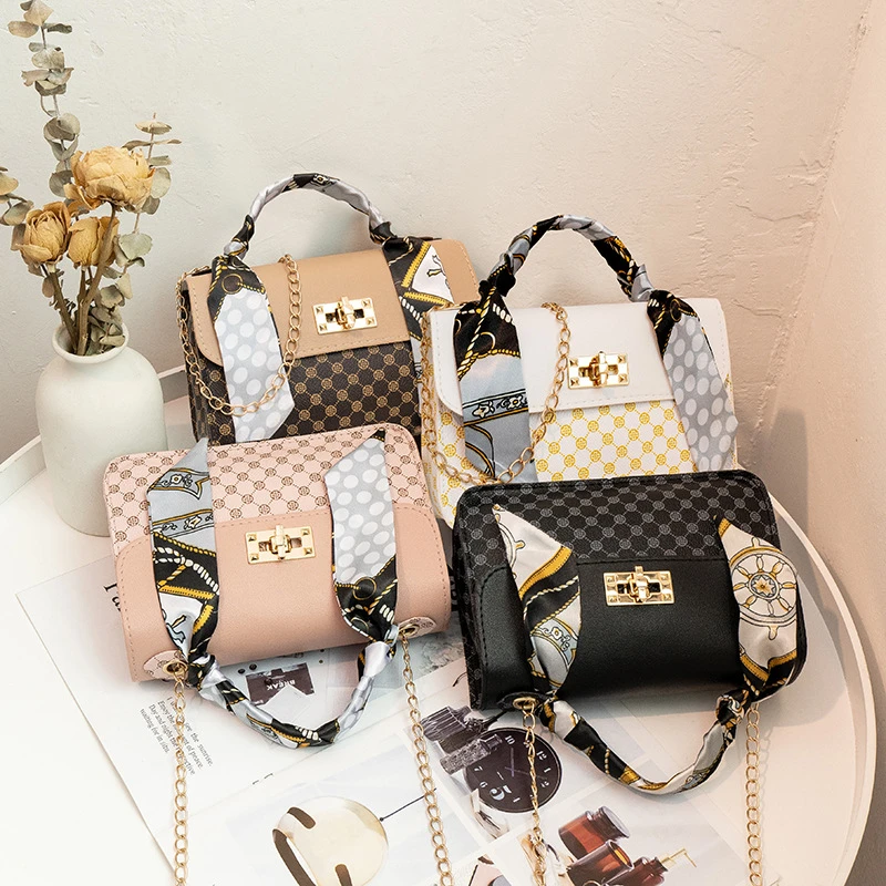 Small Square Bags Mini Printed Chain Messenger Designer Handbags Famous Brands New Women's High-grade PU Mobile Phone Bags