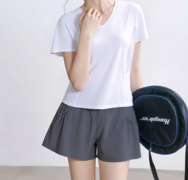 New Summer Style Fitness Short-sleeved Shirt with Mesh at the Back, Suitable for Outdoor Running, Sports, and Yoga