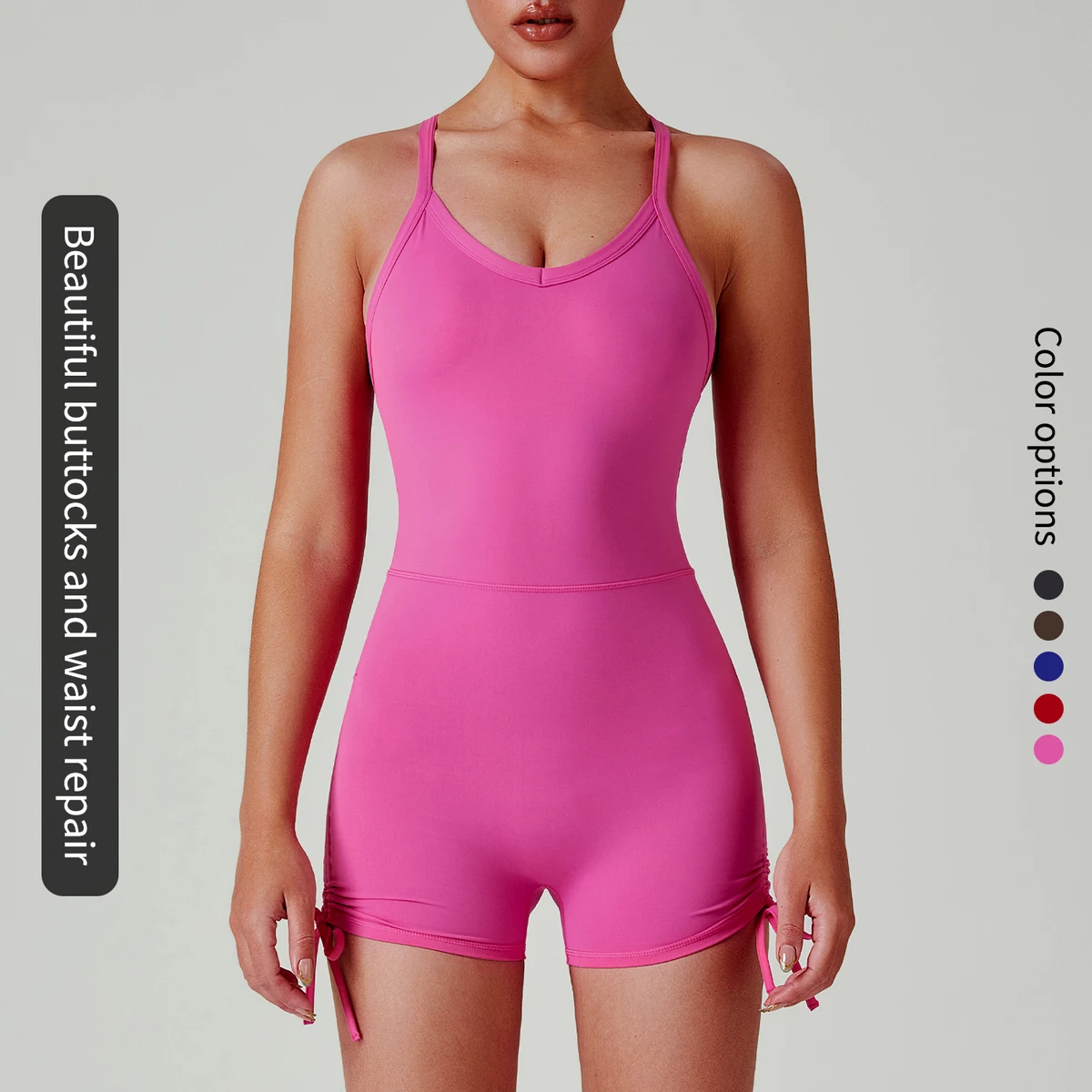 Sports Cross Back One-Piece Yoga Dress Naked Sense Quick Drying Breathable High Elastic Lace-Up Fashion Fitness Yoga Wear