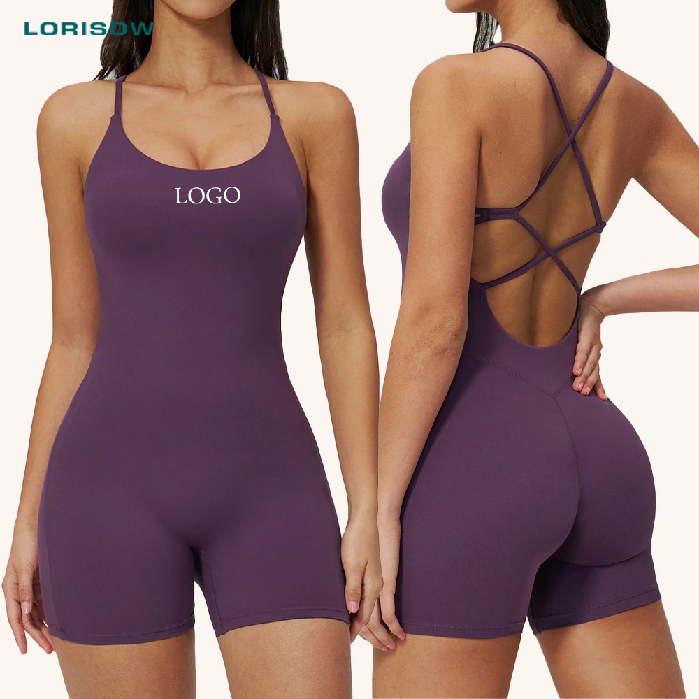 LORISOW OEM Sportswear One Piece Sports Yoga Jumpsuits Romper Cross Straps Butt Lift Gym Clothing Bodysuit for Women