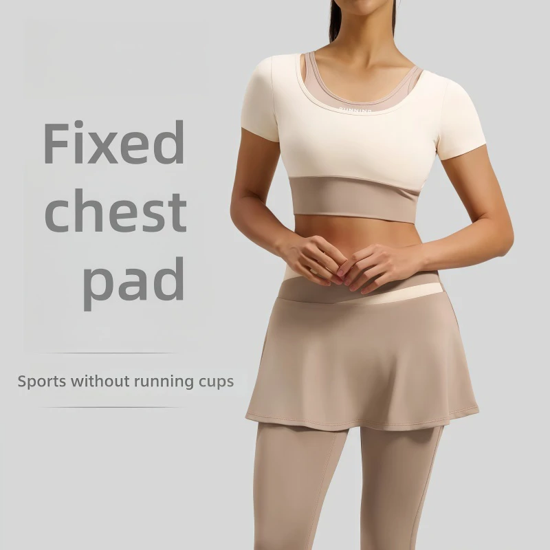 Naked Feeling High Elastic Two-Piece Yoga Set, High Waist Butt Lifting Running Workout Fitness Set for Women
