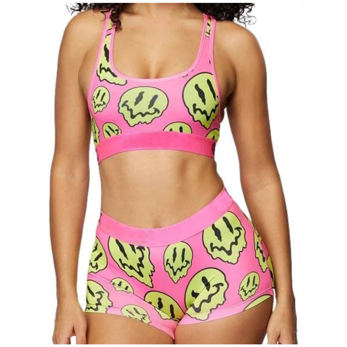 Custom Front Women's 2 Piece Eco-Friendly Fitness Yoga Shorts Bra Set Elastic Waist Four-Way Stretch Breathable Quick Dry