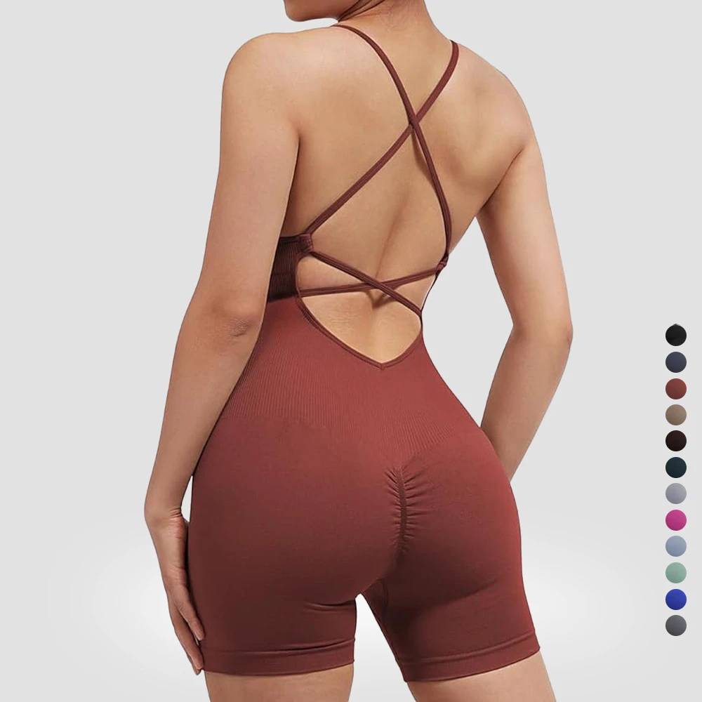 High Quality Short Bodysuits Seamless Sexy Sports Onesie Quick Drying Breathable High Elastic Women Yoga Jumpsuits For Women