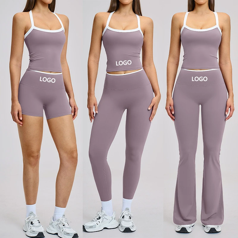 Flared Leggings Gym Yoga Set For Adults Stretchy Sports Bra Gym Tracksuits Push Up Sets Yoga For Women Fitness Workout Pants