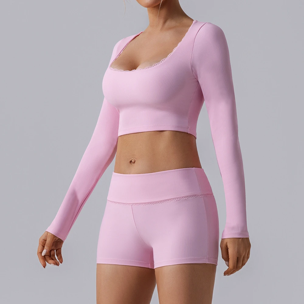 New Design Tight Breathable Long Sleeve T-shirt Yoga Wear Running High Quality Quick Dry Yoga Top Fitness Tracksuit