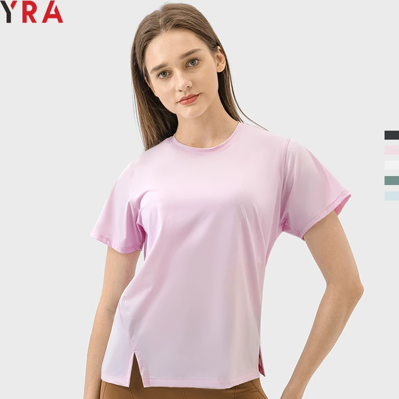 2025 Summer Collection Women's Casual Loose Fitness Sports T-Shirt Breathable Lightweight Yoga Tops Short Sleeves Plus Size