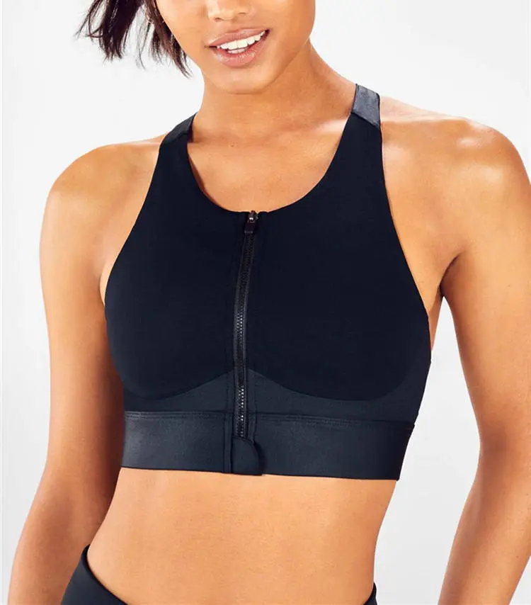 Low MOQ Plus Size High for Ribbed High Support Seamless Zipper Cross Back Sports Bra for Girls BY BS Yoga Bra 2026