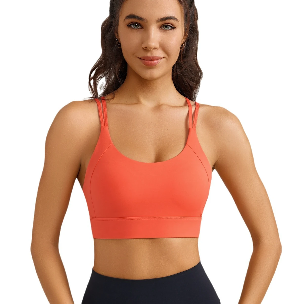 Free Sample Breathable Tracksuit Cross Back Plus Size Big Girl Layered Yoga up Sport Pants and Bra With Wire