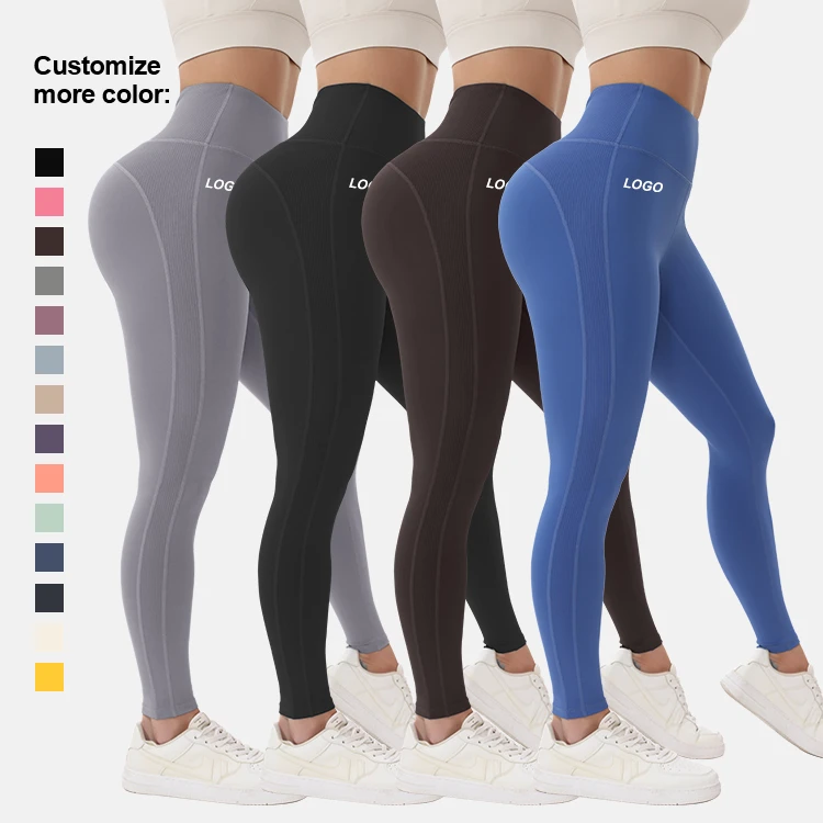 Fast-Drying Women's High Quality Plaid Yoga Leggings Tummy Control Butt Scrunch Quick Dry Features Customizable Logo XS-XXL