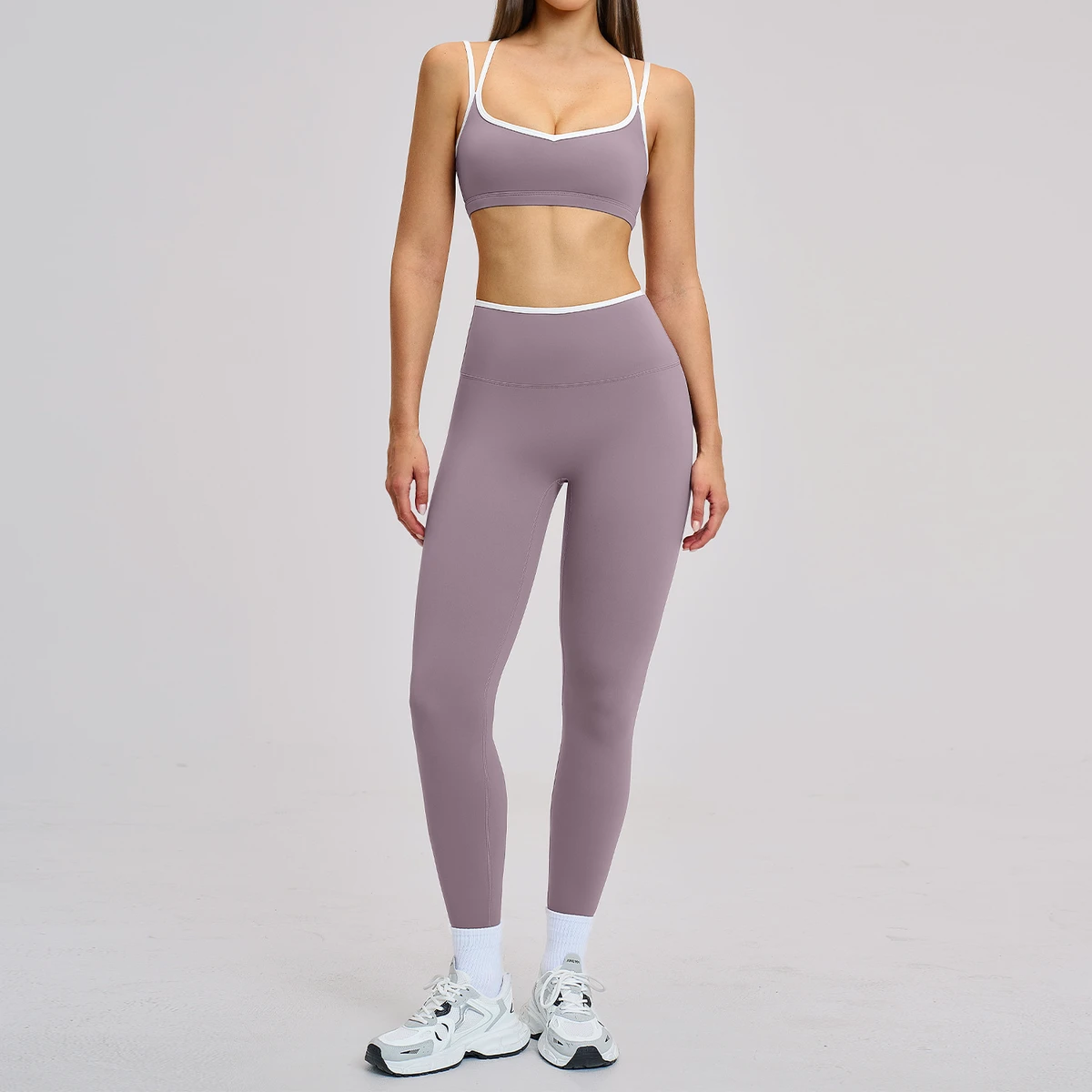 New Arrivals Cross Straps Bra + Legging 2 Pieces Kits High Support Elastic Stretch Gym Fitness Running Sport Girl Yoga Sets