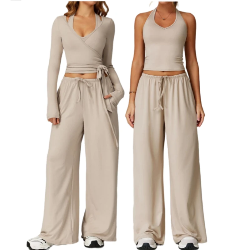 3PCS Set New Design Yoga Set Quick-drying Beauty Back Halter Sports Set Casual Running and Fitness Wear for Women Activewear