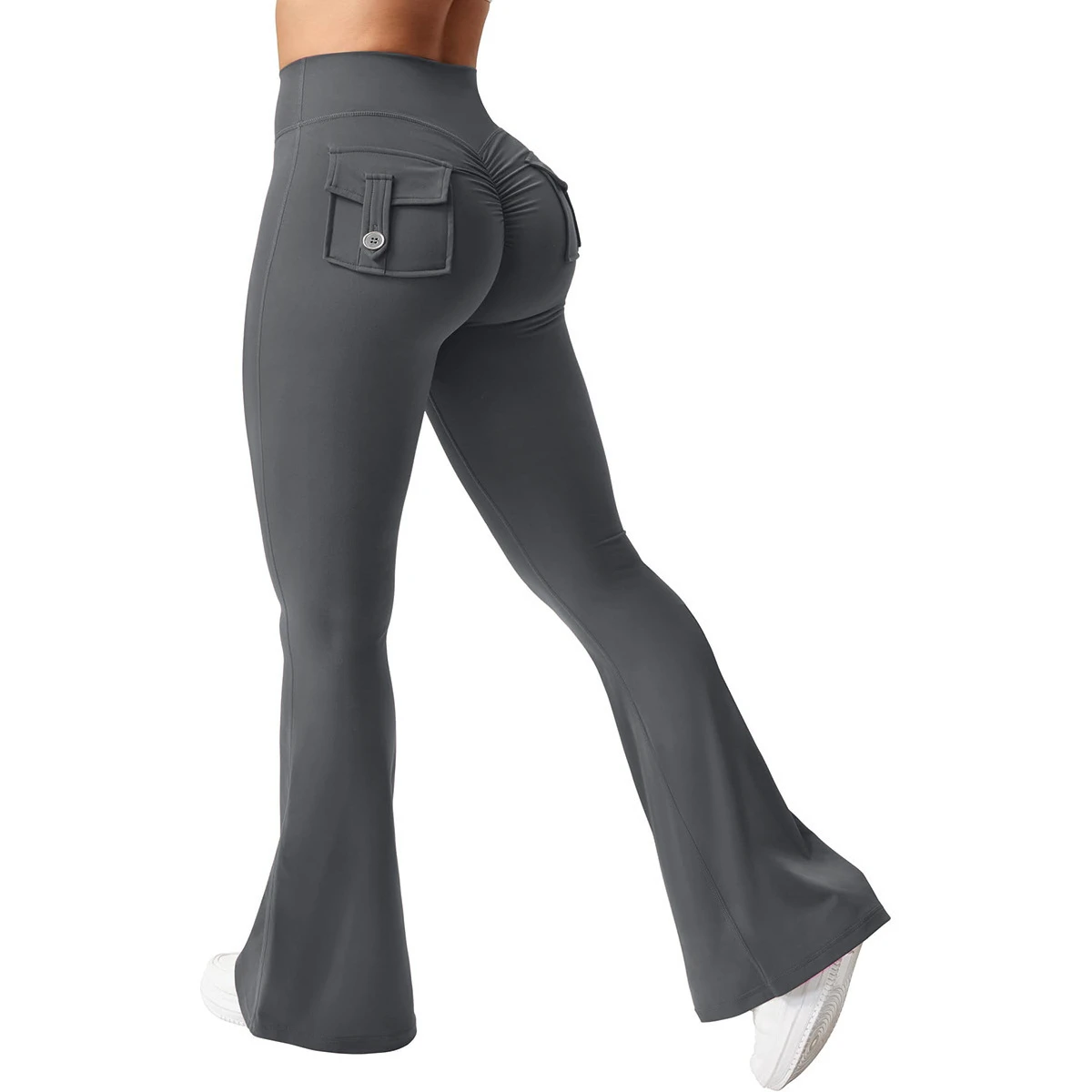Summer New Elastic Bare Feeling Boot Cut Skinny Pants Stretch Quick-drying Yoga Slimming European American Casual Sports