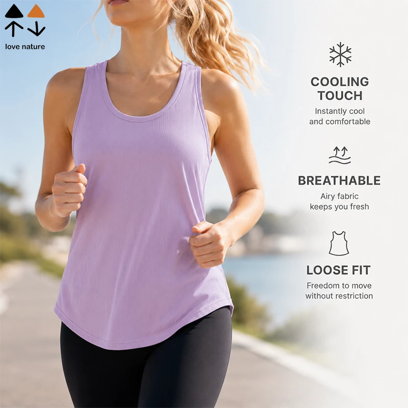Women's Open Back Yoga Tank Top Lightweight Breathable High Stretch Sleeveless Loose Fit Top for Running Pilates Gym Workout