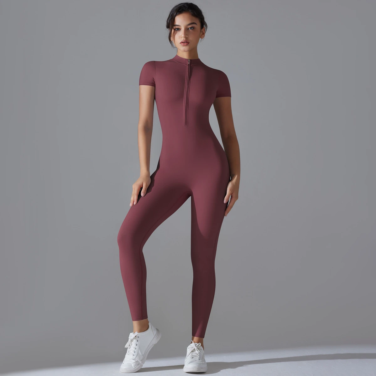 Women's Plus Size Sports Bodysuit Full-Length Solid Color Straps Elasticity Short Spandex/Nylon Jumpsuit