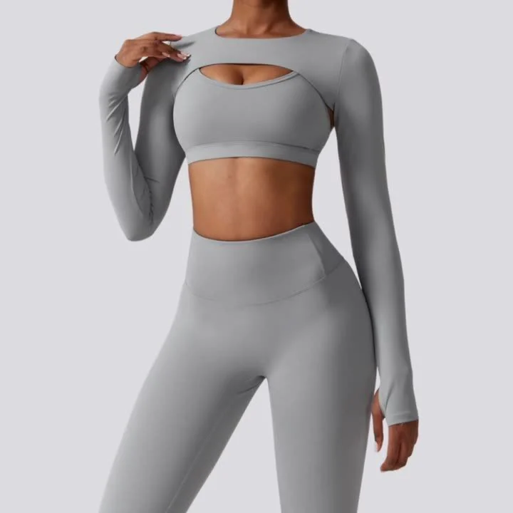 Women's Breathable Solid Pattern Sports Bra Gym Fitness Active Wear 3 Piece Set Scrunch Butt Leggings High Yoga Pants Bras