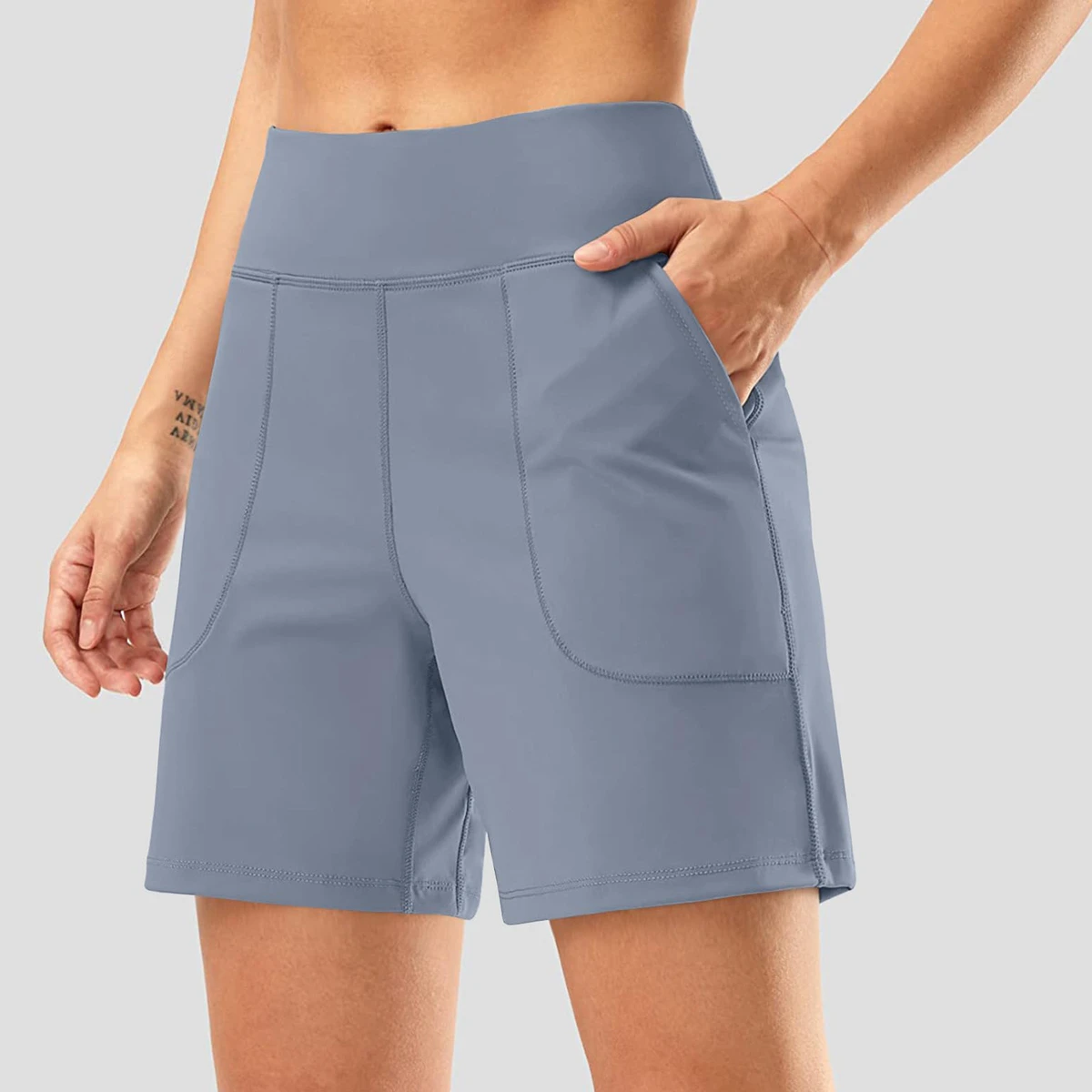 High Waist Sporty Casual Women's Plus Size Loose Fit Nylon Spandex Quick-Drying Breathable Cropped Yoga Shorts Summer Fitness