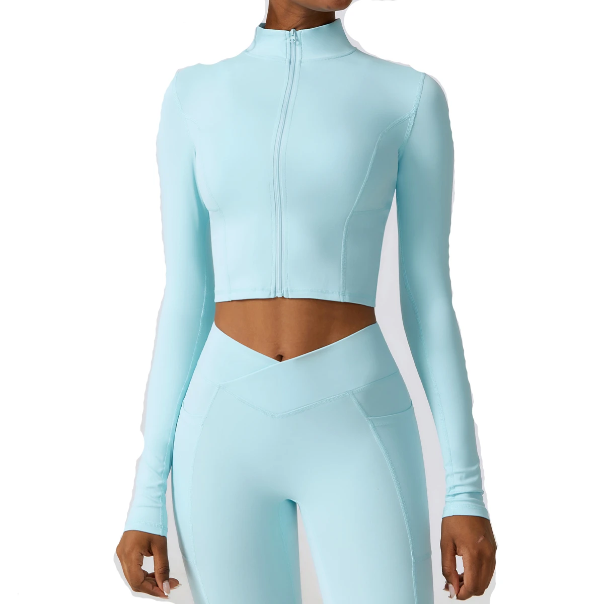 Hot Selling Zip Long Sleeve Sports Jacket Pullover for Women Slim Yoga Ladies Gym Yoga Tops Wear