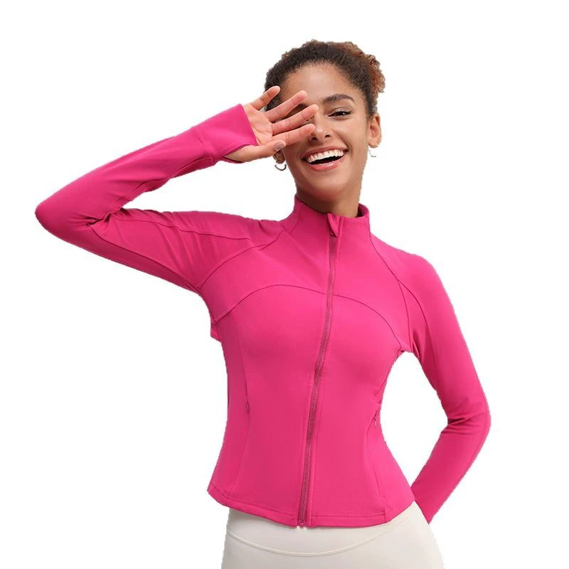 Naked Yoga Top Vertical Stand Collar Slim Fitness Sports Jacket Women's Advanced Sense Rear Mesh Breathable Lightweight for