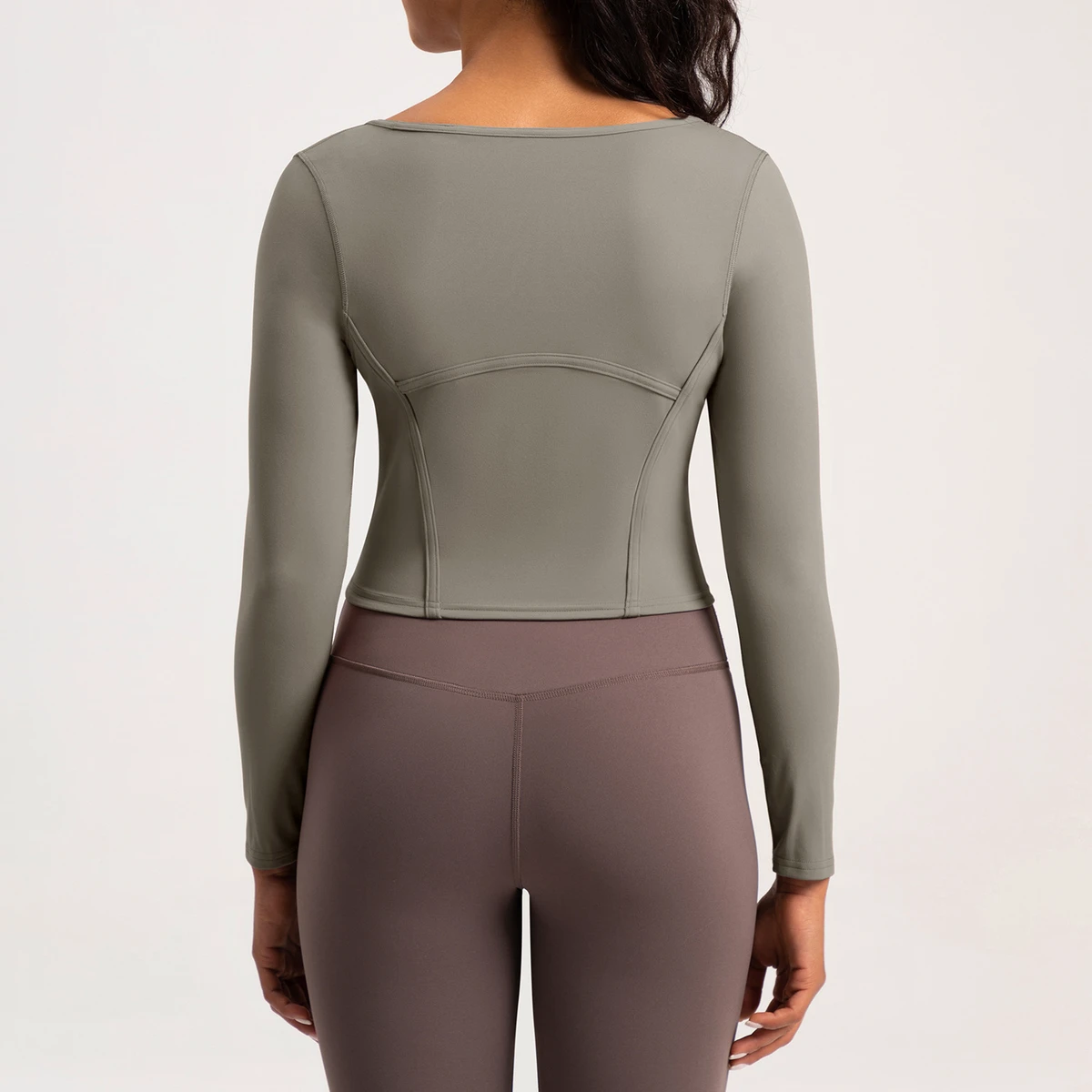 Women's Long Sleeve Cropped Yoga Top Square Neck Slim Fit for Yoga Gym Workout Daily Casual Wear