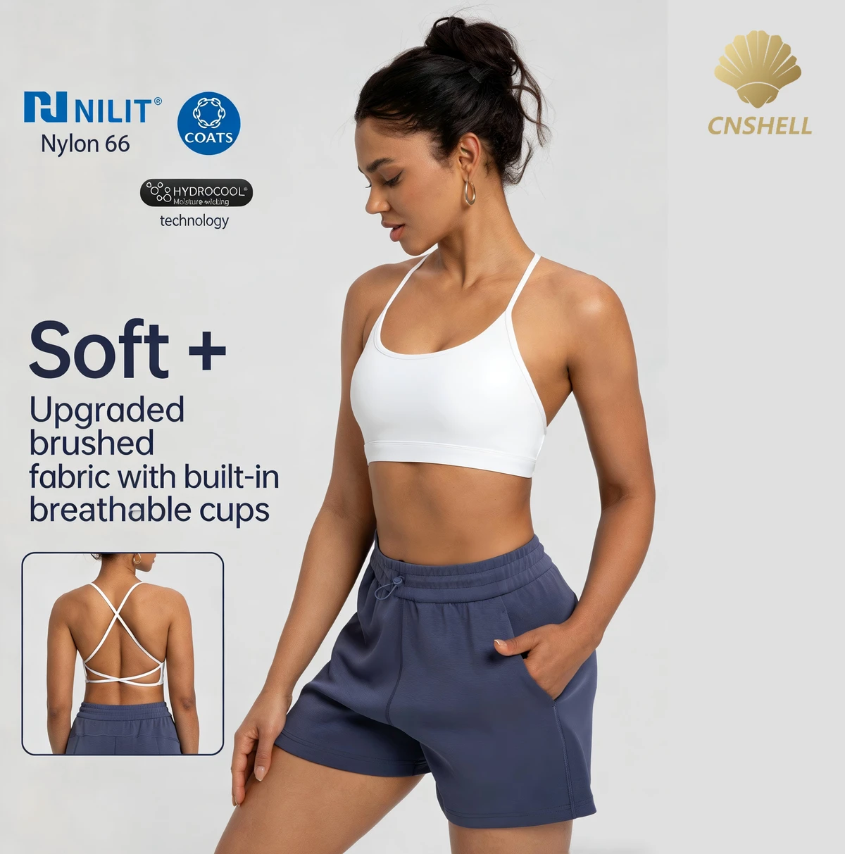Women's Gym Running Fitness Yoga Back Cross Bra Removable Pads Mid Impact Workout Sports Bra Sweat Wicking Mid Support