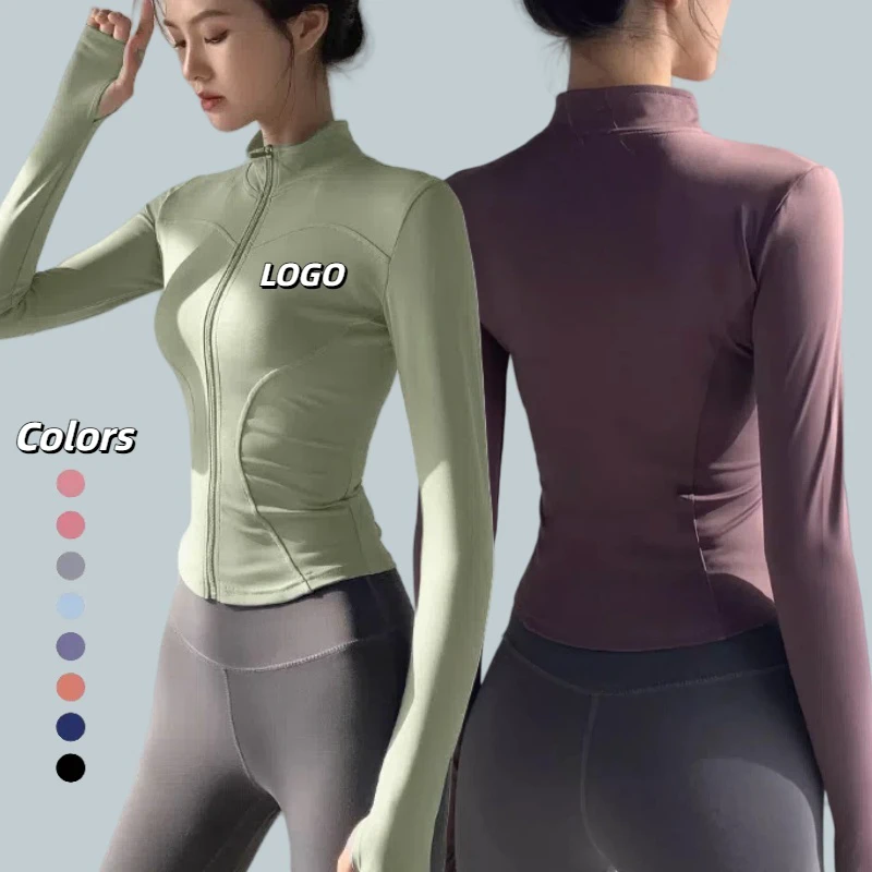 Women's Plus Size Long Sleeves Yoga Top Quick-Dry Full Zipper Jackets for Outdoor Running High Stretch Fitness Pilates Jacket