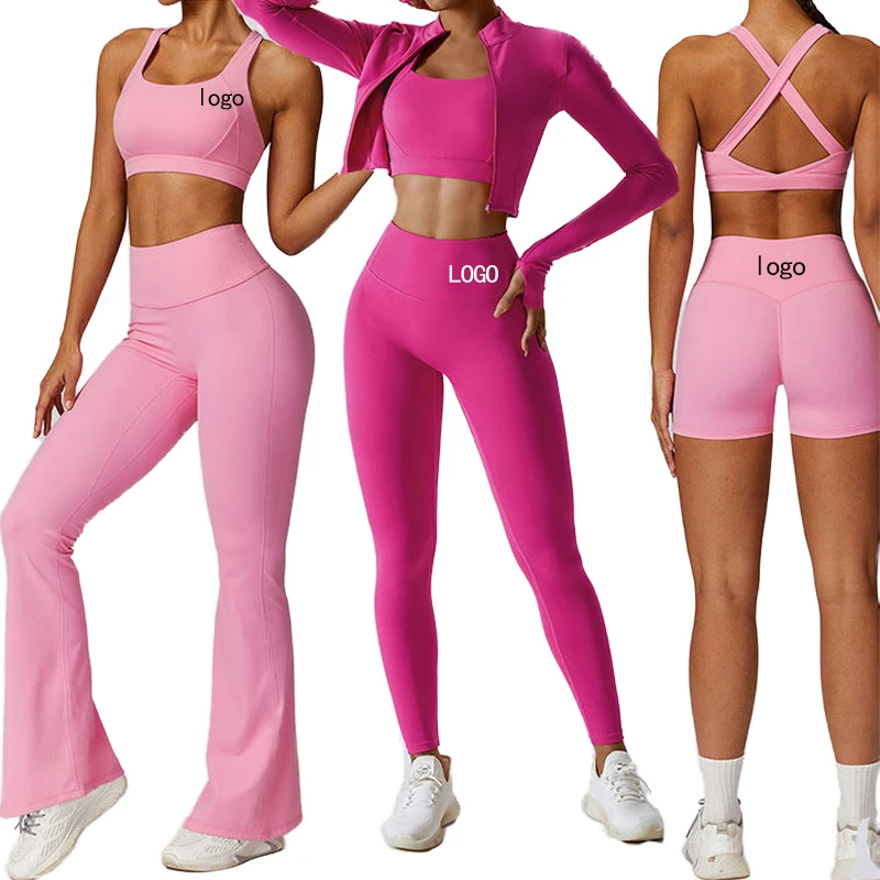 Factory Wholesale Women's Yoga 5-Piece Set Breathable & Quick-Dry Moisture Wicking Slimming & Figure Flattering Women Yoga Set