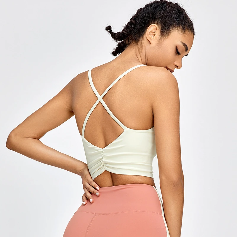 Women Quick Dry Sexy Cross Back Workout Bra Sports Yoga Crop Tops Fitness High Impact Tank Top Sports Running Dancing Bra