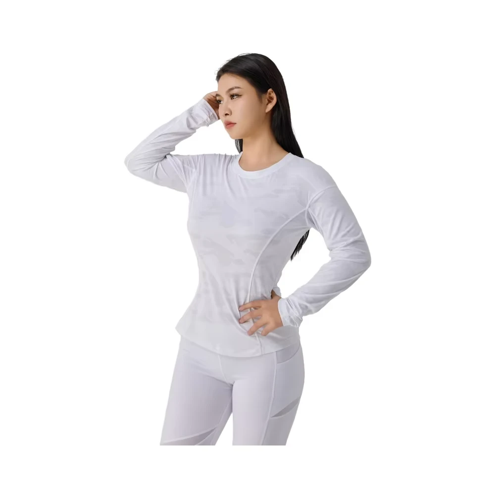 Women Gym Women's Custom Logo Active Compression Workout Top Long Sleeved Mesh Yoga Clothing for Gym Yoga Wear