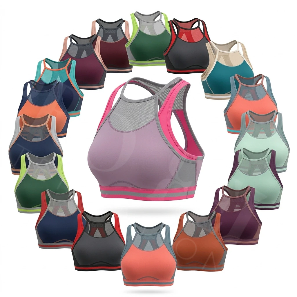 High Impact Women's Padded Sports Bra Breathable Mesh Racerback Workout Fitness Yoga Gym Running Support Double Shoulder Bra