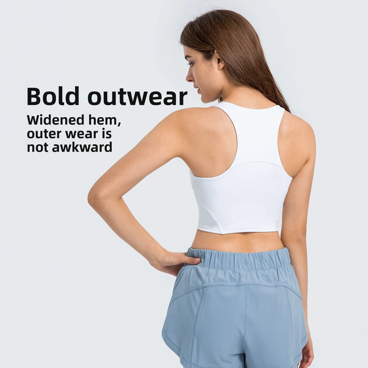 Women's Fashionable Round Neck Yoga Vest High Elastic Sports Fitness Top Nude Tight Chest Pad Breathable Yoga Tank Top