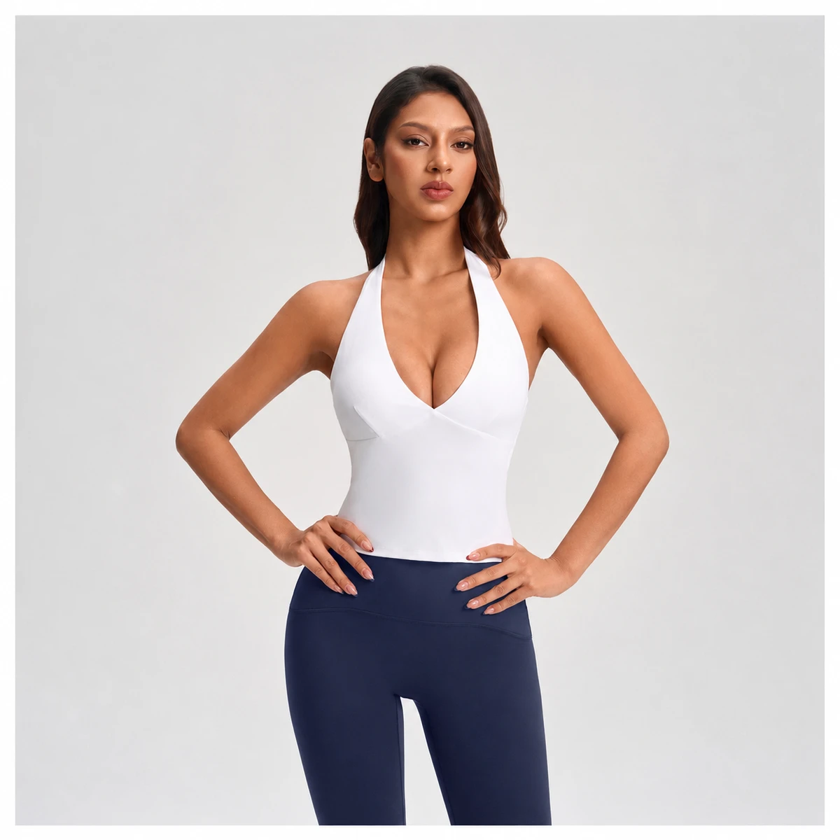 Women's Halter Yoga Tank Top Built-in Padded Breathable High Stretch Pilates Workout Sports Vest