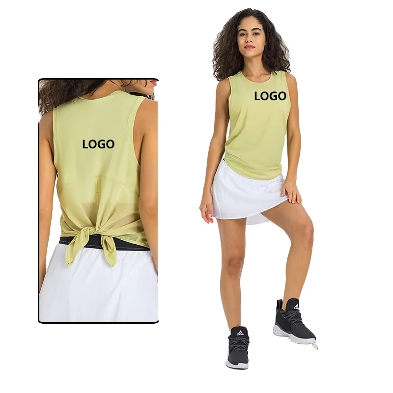 Women Yoga Tank Top T Shirt Sleeveless Loose Fit Quick Dry Breathable Sports Vest Fitness Gym Workout Activewear