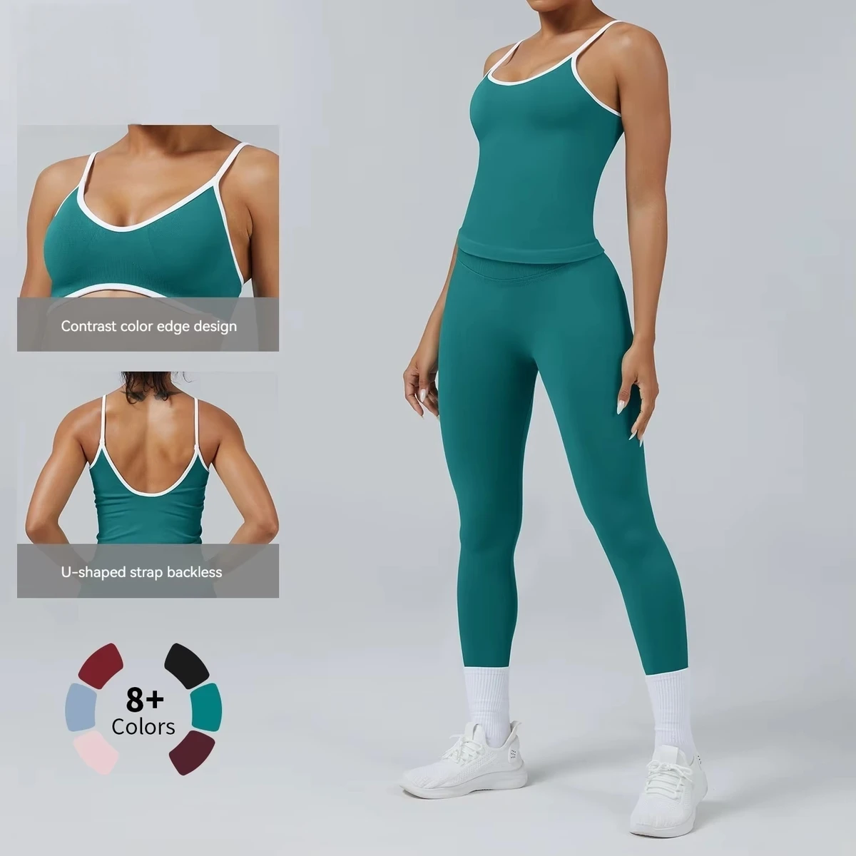 Women's High Waist Seamless Yoga & Fitness 2-Piece Set-Quick-Dry Four-Way Stretch Plus Size Workout Leggings