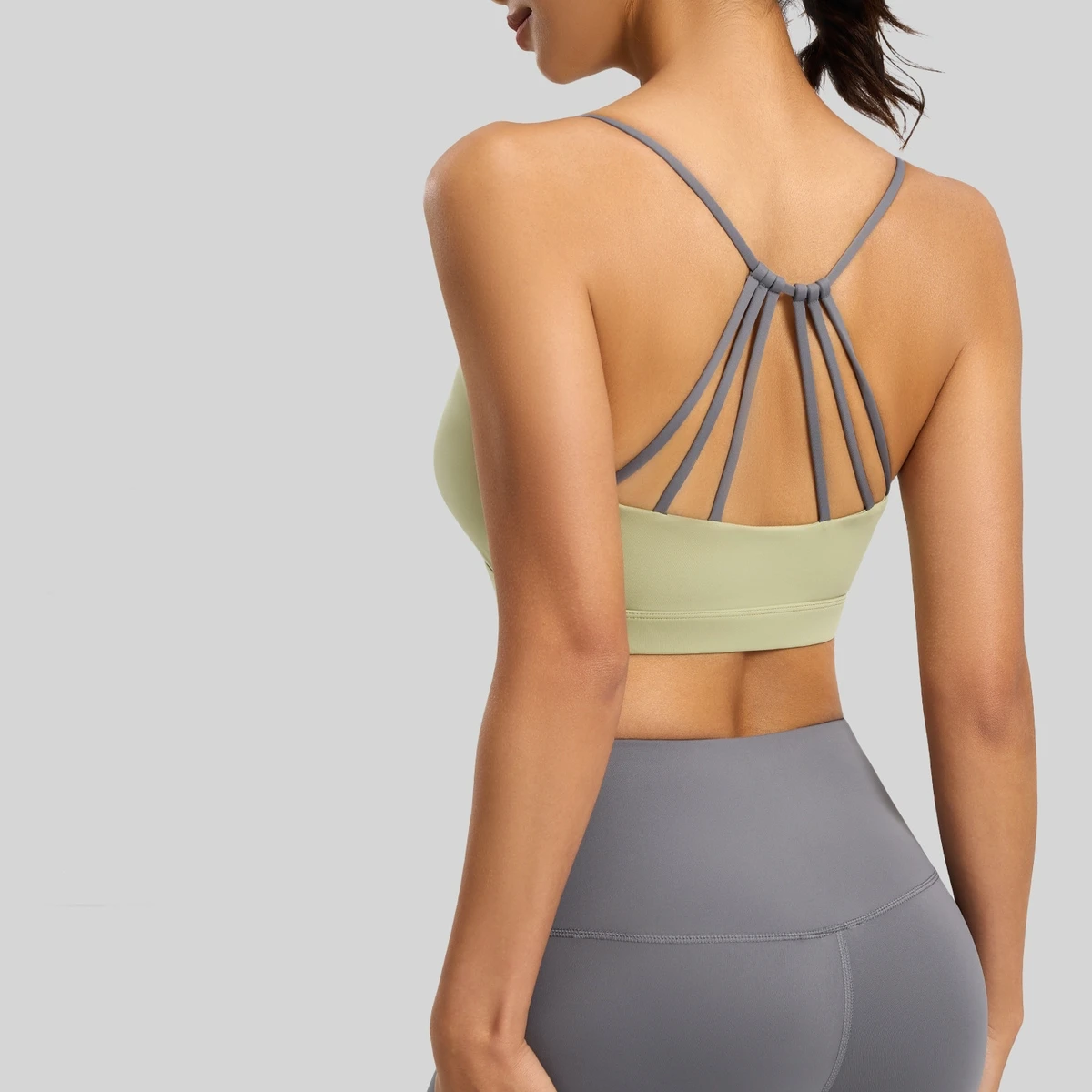 Women's Sexy Cross Back Yoga Bra Four-Way Stretch High Support Quick Dry Breathable Sports Strappy Underwear Gym Fitness Front