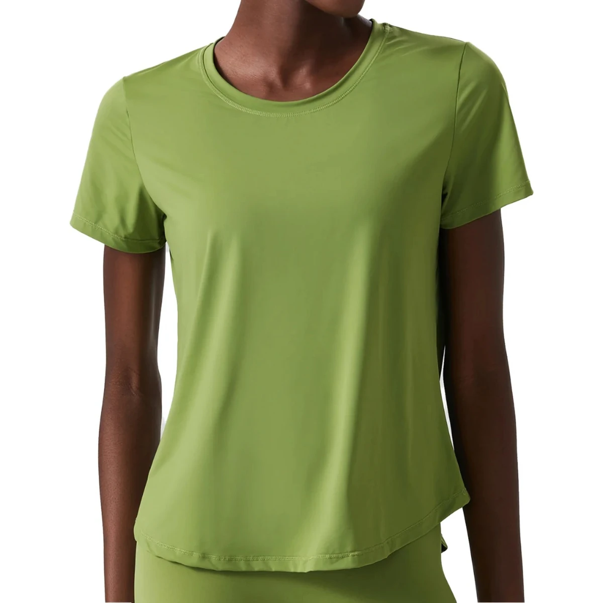 High Quality Women's Short Sleeve Sports Top Quick Dry Loose Breathable Anti-Bacterial Spandex/Nylon Front Deep V Neck Athletic