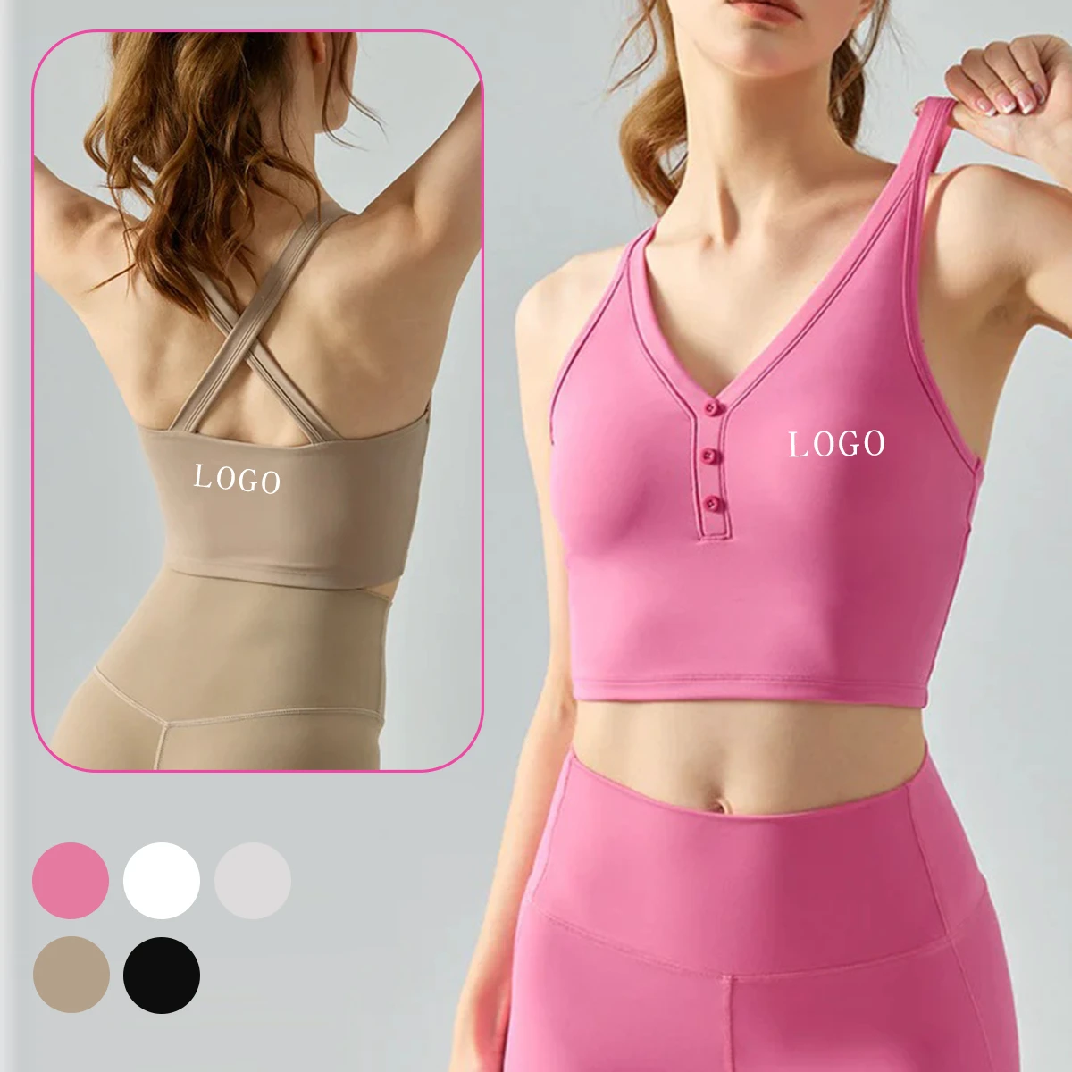Naked V-neck Breathable Spandex/Nylon Tank Top Sports Vest Underwear for Women's Fitness Outdoor Running Yoga