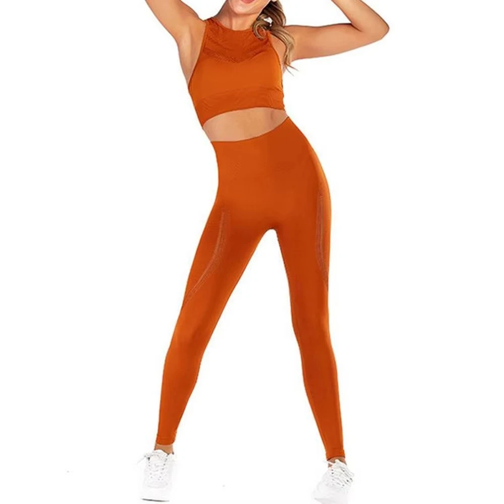 Women Workout Yoga Set 90% Nylon 10% Spandex Squat Proof High Waisted Gym Leggings Fitness Activewear Supplier